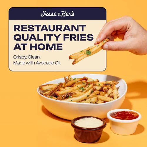 Vista 4 de Jesse & Ben's Classic Sea Salt Fries, Made with Avocado Oil, Gluten-Free, Non-GMO, Vegan Frozen Potatoes, Healthy Snack with No Seed Oils, Delicious