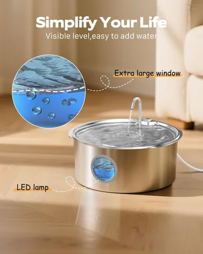 Vista 6 de Fuente de agua para mascotas para perros grandes: fuente de agua de metal para perros, fuentes silenciosas para gatos grandes para beber, fuente