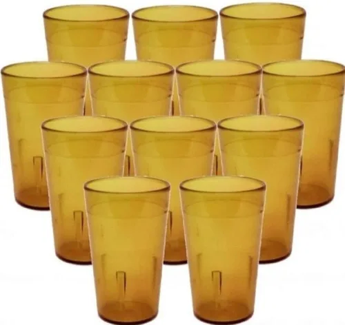 Vista 8 de TrueCraftware - Juego de 12 vasos de color ámbar de 5 onzas. Vasos reutilizables de té helado de alta calidad, apilables, aptos para lavavajillas