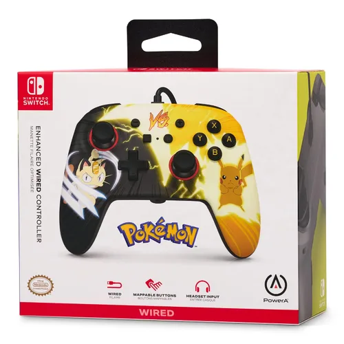 Vista 9 de PowerA Enhanced Wired Controller for Nintendo Switch - Pokémon Pikachu vs. Meowth