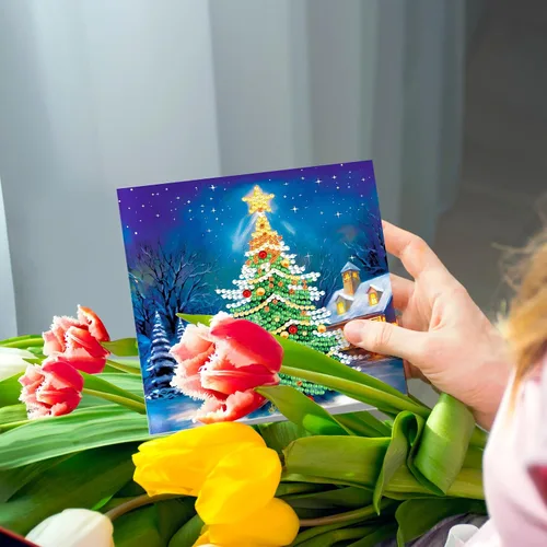 Vista 9 de LUSandy 8 paquetes de tarjetas de Navidad con pintura de diamante 5D para adultos, gnomos de Navidad, tarjetas de felicitación de arte de Papá Noel