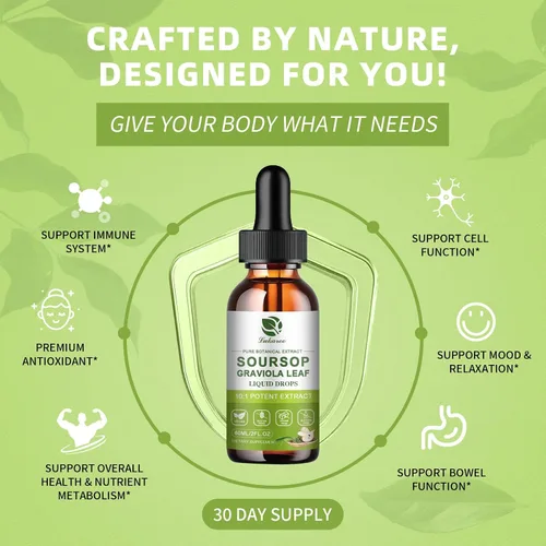 Vista 5 de Extracto de hojas de guanábana pura Lukaree, gotas líquidas de amargos de graviola concentradas 10X para inmunidad, digestión y energía, extraídas