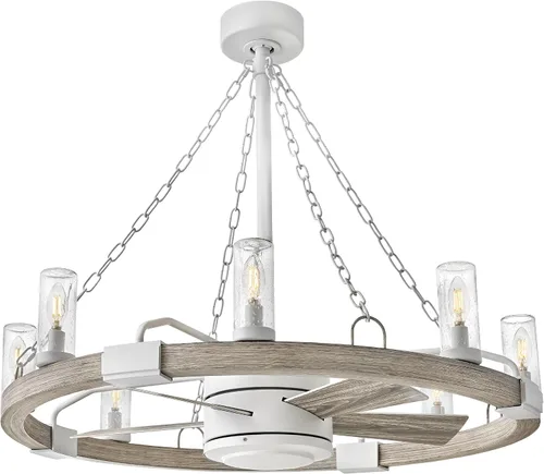 Vista 5 de Hinkley Sawyer - Candelabro inteligente de 36 pulgadas, color blanco mate/madera envejecida Mate blanco