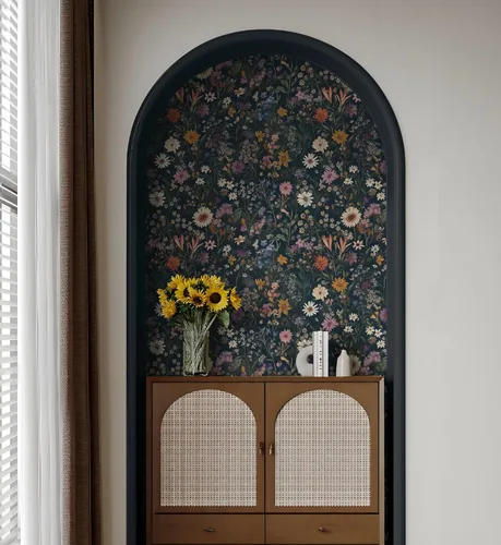 Vista 3 de Safiyya Papel Tapiz Despegar y Pegar Floral Vintage Papel de Contacto 17.3" x 78.7" Papel de Pared Amigable para Inquilinos Autoadhesivo Removible