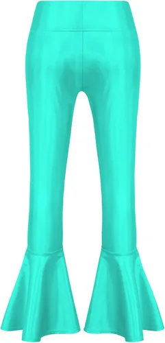 Vista 2 de Loloda Pantalones acampanados elásticos metálicos brillantes para niños, leggings atléticos sin pies, leggings con parte inferior acampanada