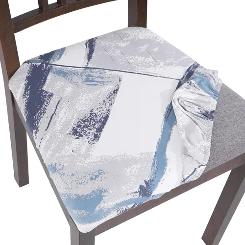 Vista 30 de SearchI Juego de 2 fundas de asiento para sillas de comedor, fundas de asiento elásticas con estampado, extraíbles y lavables, fundas de cojín