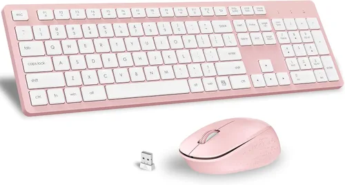 Vista 11 de LeadsaiL Combo de teclado y mouse inalámbricos, teclado ergonómico de tamaño completo para computadora, teclado inalámbrico de 2.4GHz, mouse