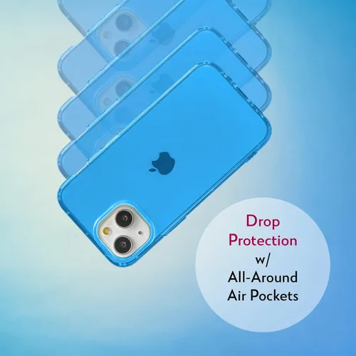 Vista 6 de SteepLab Neon Highlighter - Funda para iPhone 13, funda Grippy Jelly con bolsillos protectores de aire (azul celeste)