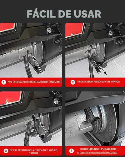 Vista 8 de FieryRed Cuerda de Cabrestante Sintética de 3/8 Pulgada 85 Pies 26500 Libras Cable de Línea de Cabrestante con Funda Protectora para Vehículos Negro