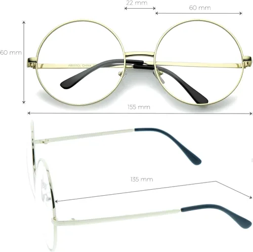 Vista 5 de zeroUV Gafas grandes de gran tamaño con marco de metal transparente y círculo redondo