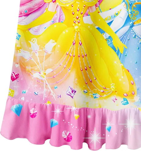 Vista 4 de MACCHO Vestido de princesa de fantasía para niñas, vestido de noche con mangas con vuelo, vestido casual para uso diario en el hogar