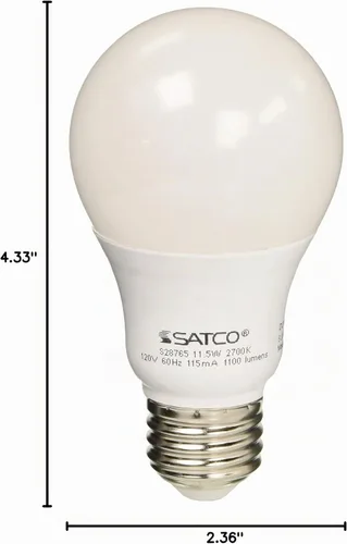 Vista 2 de Satco Bombillas LED A19 de 11.5 W, 2700 K blanco cálido, base E26, paquete de 6