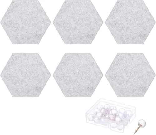 Vista 8 de Tablón de anuncios de fieltro a prueba de sonido, paneles de pared hexagonales autoadhesivos (con pasadores de empuje)
