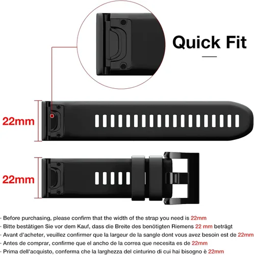 Vista 2 de Correa de 0.866 in de ancho para Garmin Fenix 5 6 7, correa de reloj de ajuste rápido compatible con Garmin Fenix 5 Plus/Fenix 6 Pro/Approach