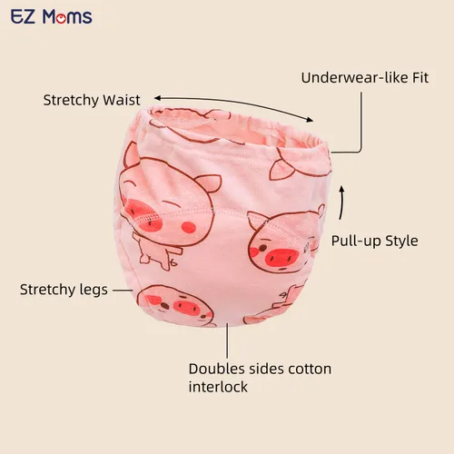 Vista 2 de EZ Moms 6 paquetes de ropa interior de algodón reutilizable para niños y niñas 1T-5T, Niñas