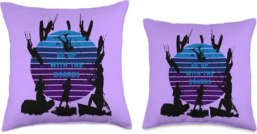 Vista 3 de Kitesurf Gifts and Surf Lover Tees by taiche Kitesurfers Be Up with The Boards Retro Style 4 Throw Pillow, 18x18, Multicolor