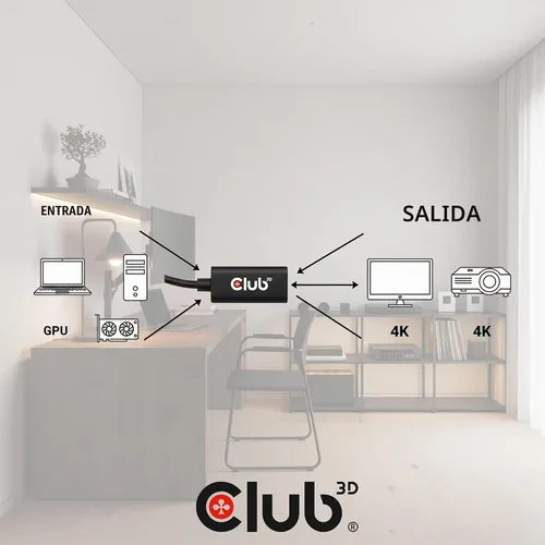 Vista 6 de Club 3D CAC-1080 DisplayPort 1.4 a HDMI 2.0b HDR Adaptador Activo M/F