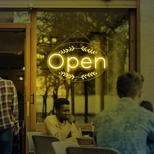 Vista 8 de Letrero LED abierto para negocios – Luz de neón LED con kit colgante y enchufe para tienda, ventana o uso comercial de 16.5 x 10.5 pulgadas