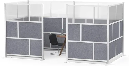 Vista 6 de Luxor MW-7070-FCG - Sistema modular de división de ambientes de pared, marco plateado, 70 pulgadas de ancho x 15.75 pulgadas de profundidad x 70