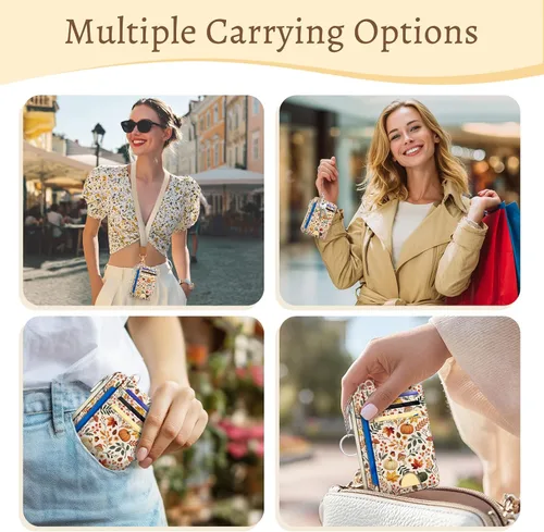 Vista 2 de Kelvoris Tarjetero pequeño para mujer, cartera delgada con bloqueo RFID, llavero con bolsillo para monedas con cremallera, bolsillo frontal