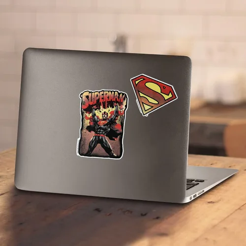 Vista 4 de Camiseta y pegatinas de Superman con logotipo envejecido S Shield Royal
