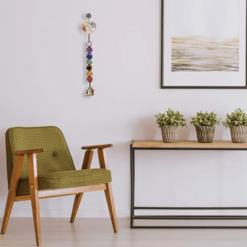 Vista 7 de 2 piezas de árbol de la vida, cristales curativos de 7 chakras, Feng Shui, adorno colgante de meditación para colgar en el automóvil, adorno