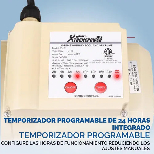 Vista 4 de XtremepowerUS Bomba de piscina de 1/2 HP para piscinas elevadas, autocebante, bomba de alto flujo para piscina, spa y estanque, entrada/salida