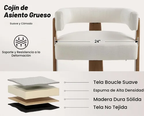Vista 3 de Shunzhi Juego de 6 sillas de comedor de barril blanco, sillas de comedor