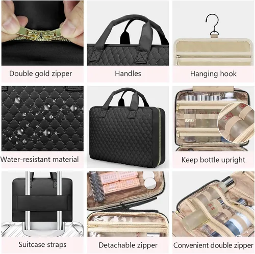 Vista 6 de Neceser de viaje desmontable para mujer – Neceser grande para mujeres que viajan – Bolsa de maquillaje colgante para cosméticos, organizador