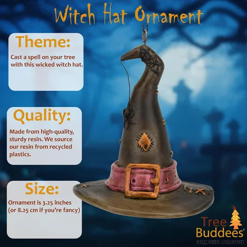 Vista 2 de Tree Buddees Sombrero de bruja con adorno de araña para Halloween
