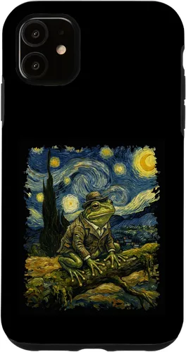 Vista 8 de Vintage Frog Van Gogh Style Starry Night Graphic Case for iPhone 17