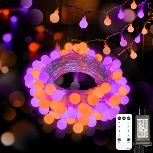 Vista 20 de suddus - Guirnalda de luces con forma de globo, 50 luces LED alimentadas por batería, para bandera, patio trasero, patio, jardín, fiesta