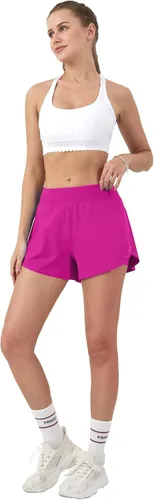 Vista 6 de Aurefin Pantalones cortos de correr 2 en 1 para mujer, pantalones cortos deportivos de cintura alta para mujer, ligeros, para entrenamiento, yoga