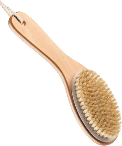 Vista 2 de Kingsley Cepillo de cerdas naturales para cuerpo con forma ergonómica, mango de madera, Paquete de 1