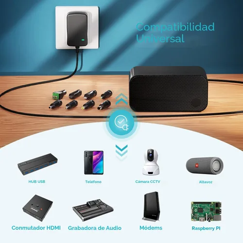 Vista 6 de Cargador CA universal Zozo multi voltaje para artículos electrónicos del hogar