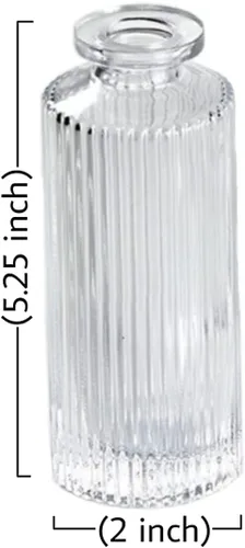 Vista 6 de Serene Spaces Living Jarrón transparente acanalado para botella, centro de mesa para decoración del hogar, eventos, bodas, cumpleaños, vacaciones