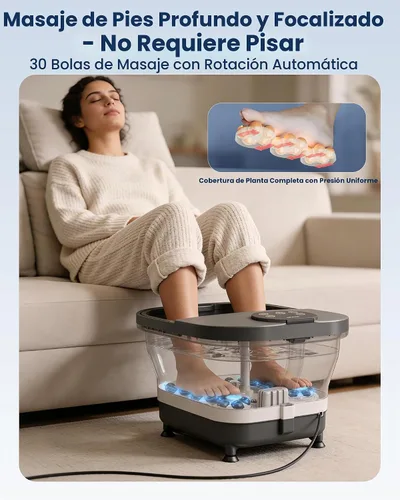 Vista 4 de Masajeador de baño de spa de pies mejorado 2026 con calor, bañera plegable 2-Gris