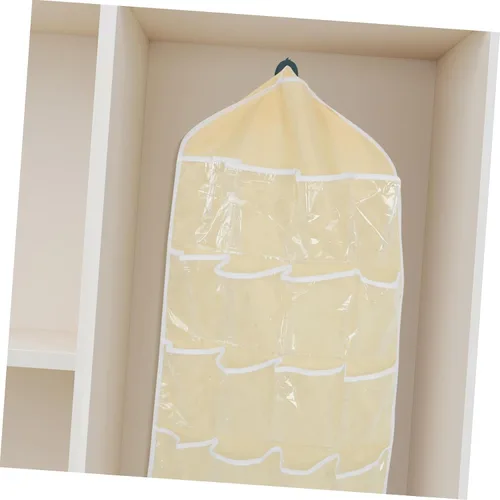 Vista 6 de UPKOCH Organizador de bolsa de almacenamiento colgante para puerta, organizador de bolsillo de pared beige para ropa interior, calcetines, joyas