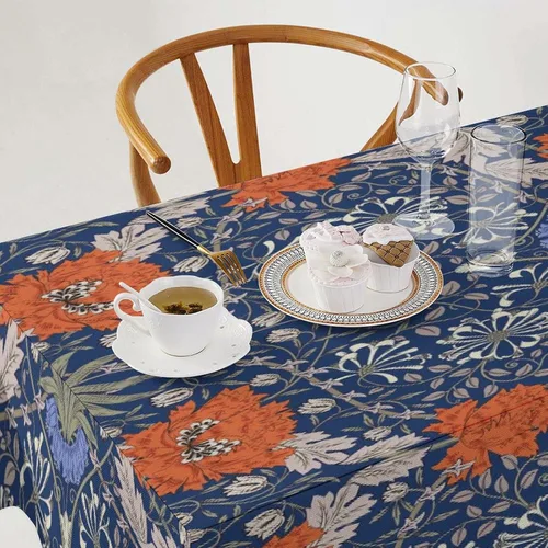 Vista 326 de Mantel Floral Retro de Pájaros, Diseño Original Bohemio William Morris Estampado Cubierta de Mesa para Hogar Picnic Fiesta Comedor Cocina William
