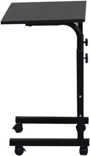 Vista 6 de Mesa auxiliar vintage en forma de C con ruedas para sofá, portátil, tableta, café, aperitivos (23.6 pulgadas, estilo 1, negro)