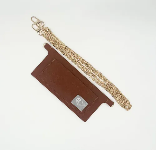 Vista 6 de Kit de conversión de inserto de bolso con cadena dorada para Sarah Emilie Wallet a Crossbody, Beige Bronceado, Minimalista