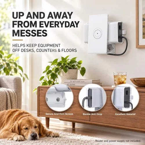 Vista 4 de XLTTYWL® Soporte de pared 2 en 1 para enrutador Starlink V5 y fuente de Blanco