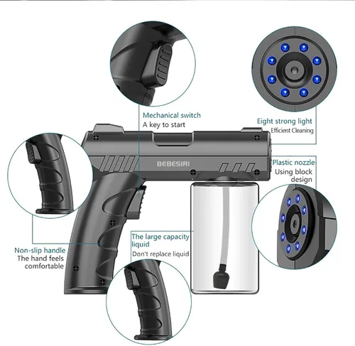 Vista 5 de Vaporizador nano, atomizador nano de luz azul manual para el hogar, vaporizador nano manual para el hogar, atomizador nano recargable. Es adecuado