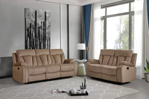 Vista 2 de Blackjack Furniture Elton - Juego de sofá y sofá biplaza de microfibra de 2 piezas con soporte lumbar, acolchado adicional y mecanismo de Beige