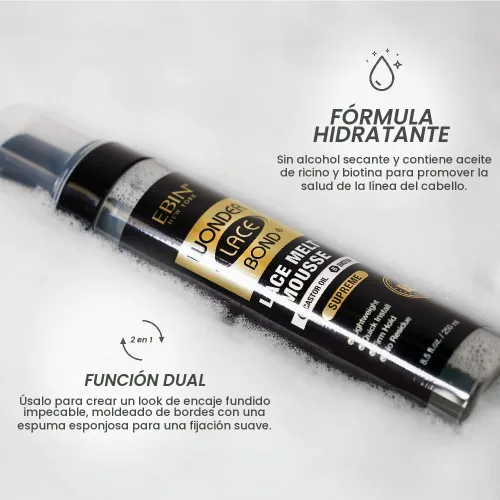 Vista 4 de WONDER LACE BOND Melt Mousse - Supreme 3.38 onzas líquidas Biotina + aceite de ricino Sin residuos, fórmula de larga duración con bordes