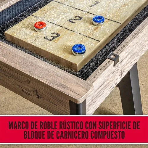 Vista 3 de GoSports Mesa de tejo premium de 9 pies con 8 discos, cera para shuffleboard y cepillo