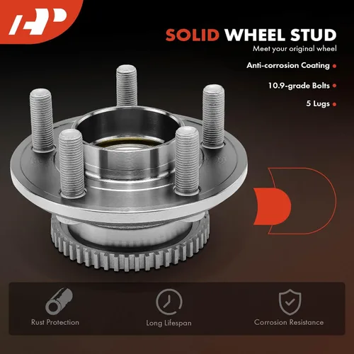 Vista 5 de A-Premium 2 rodamientos de rueda delantera y conjunto de cubo con anillo ABS y 5 lengüetas compatibles con Ford Mustang 2015-2021 Compatible with