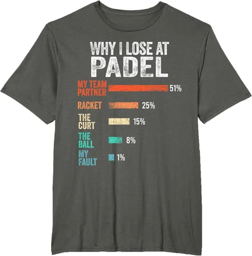 Vista 5 de Why I Lose at Padel Funny Game Padel Hombres Mujeres Camiseta de Padel