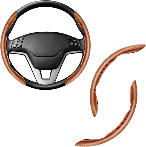 Vista 17 de Amiss 3 piezas de cubierta de volante de fibra de carbono antideslizante, diseño de mariposa impermeable y segmentado, protector de rueda para Negro