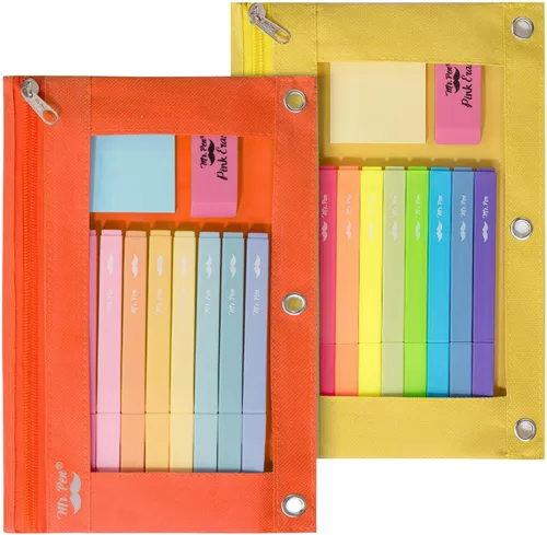 Vista 25 de Mr. Pen - Estuche para lápices de 2 piezas - Estuche con cremallera para lápices para carpeta de 3 anillas